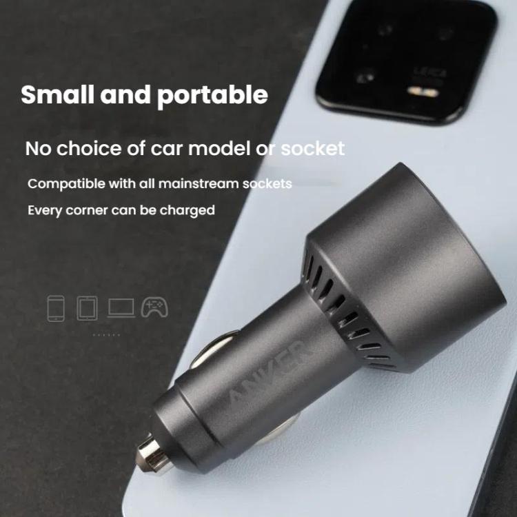 ANKER A2737 167.5W Dual Type-C+UAB-A 3 Ports Car Charger Cell Phone PD Fast Charger, A2737