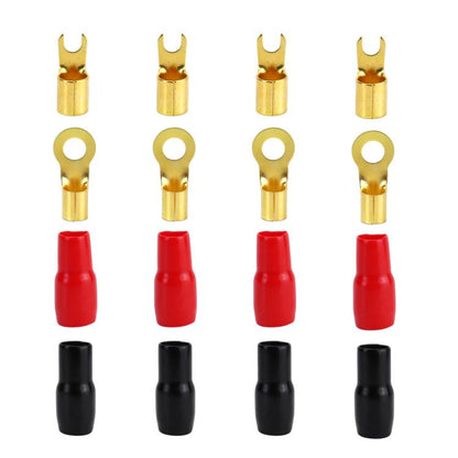 Car Audio Modification Brass Terminal Insulation Soft Sheath Set, 4 Pairs / Set