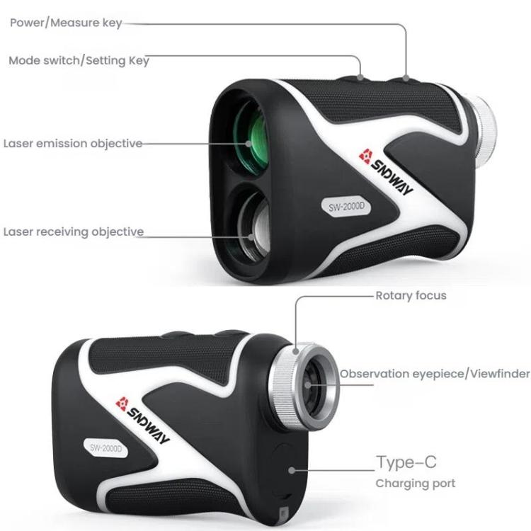 Handheld OLED Rangefinder Telescope Golf Rangefinder, SNDWAY SW-1000D 1000M, SNDWAY SW-1500D 1500M, SNDWAY SW-2000D 2000M