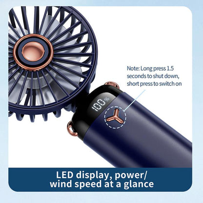 360-Degree Rotation Foldable Handheld Desk Fan Wall Mounted Rechargeable Portable Mini Fan