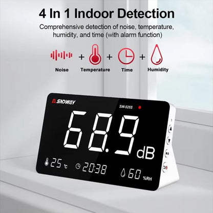 Desktop Noise Meter Temperature and Humidity Meter Decibel Meter Environmental Noise Monitor, SW-525S