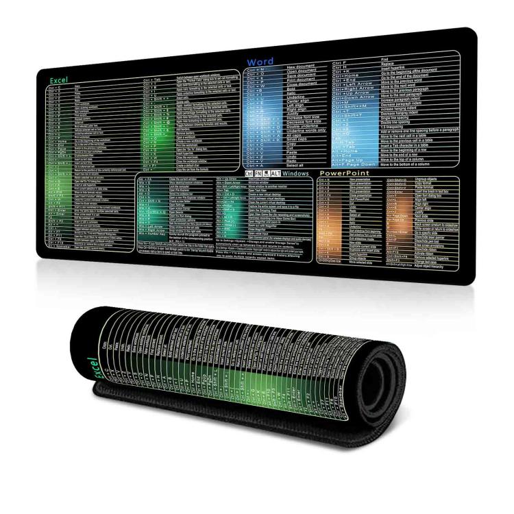 Keyboard Shortcut Desk Mat Mouse Pad Non-Slip Office Desk Pad With Computer Commands, 300x600x2mm, 300x600x3mm, 300x700x2mm, 300x700x3mm, 300x800x2mm, 300x800x3mm, 400x800x2mm, 400x800x3mm, 400x900x2mm