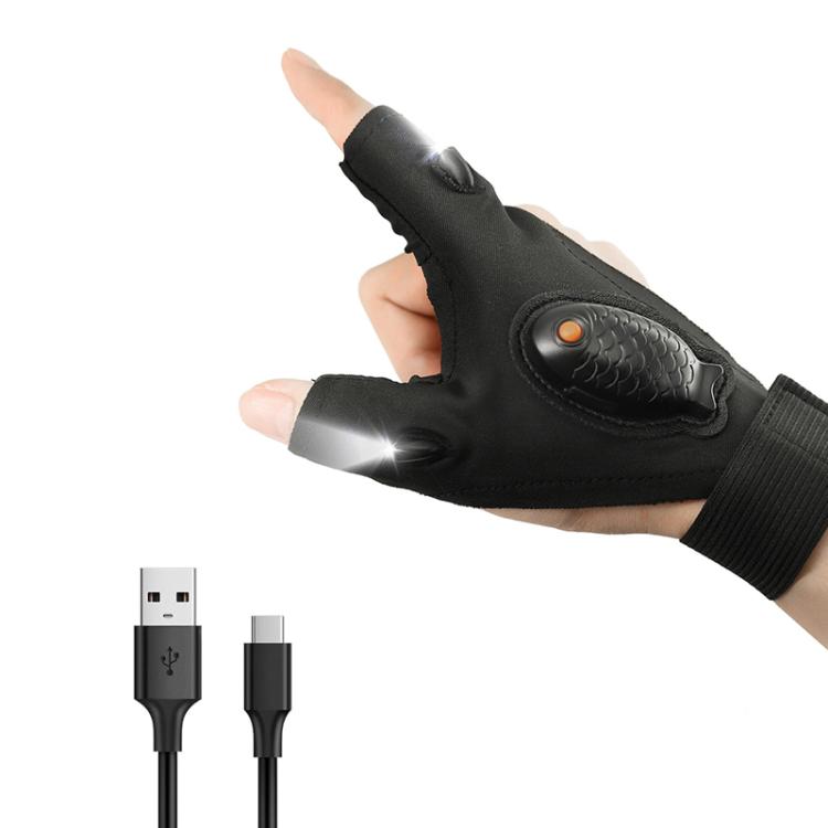 Night Riding Lighting Car Repair Fish Rechargeable LED Light Gloves, Sisal Gray-Left Hand, Sisal Gray-Right Hand, Sisal Gray-Left And Right Hand, Black-Left Hand, Black-Right Hand, Black-Left And Right Hand