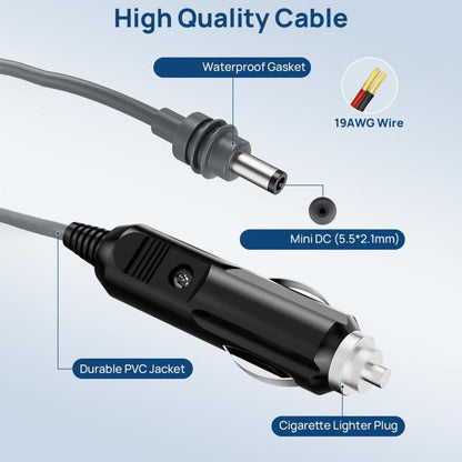 Mini Car Charger Cigarette Lighter To DC5.5 x 2.1mm Car Waterproof Power Cable, EDUP EP-SK0101 2m, EDUP EP-SK0101 3m, EDUP EP-SK0101 5m