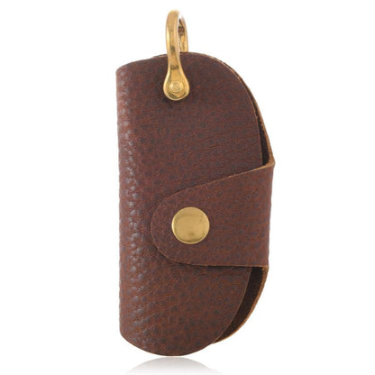 Vintage Pebbled Leather Key Holder - Genuine Leather Keychain Organizer with Belt Clip Car Key Accessories