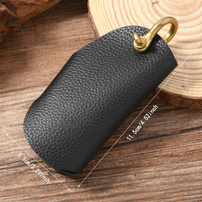 Vintage Pebbled Leather Key Holder - Genuine Leather Keychain Organizer with Belt Clip Car Key Accessories