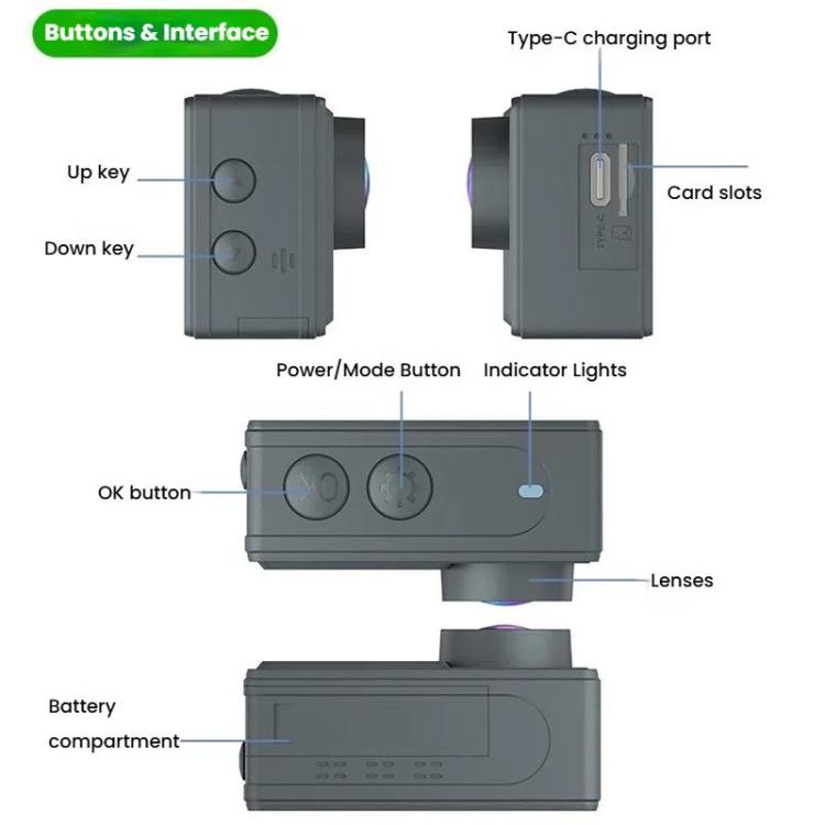 5K Action Camera Anti-Shake Outdoor HD Shooting Cycling Recorder Under Dive Camera, M40TR With Touch Screen + Remote Control, M40TRW With Touch Screen + Integrated Remote-Controlled Microphone