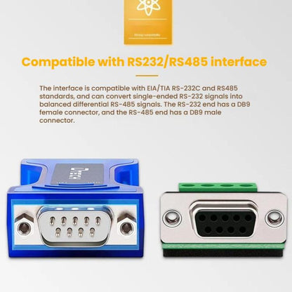DTECH RS232 To RS485 Bi-Directional Converter With Surge & Transient Protection - Opto-Isolated Passive Interface