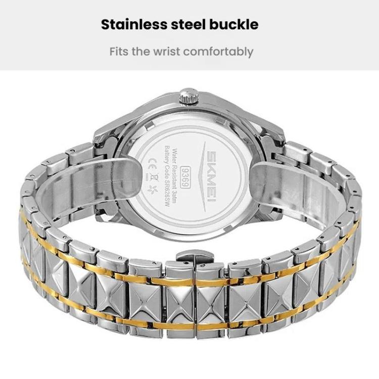 SKMEI Business Casual Watches Diamond Case Luminous Waterproof Quartz Watch, Men Silver Gold Strap Silver Dial, Men Silver Gold Strap Green Dial, Men Silver Gold Strap Black Dial, Men Silver Case Silver Dial, Men Silver Case Gray Dial