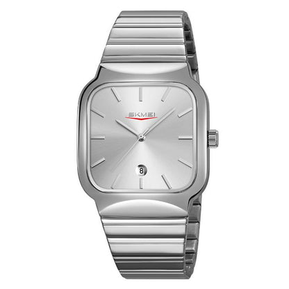 SKMEI 9361 Steel Strap Textured Dial Watch Business Casual Square Quartz Watch, Gold Case Gold Dial, Gold Case Gray Dial, Silver Gold Case Silver Dial, Silver Gold Case Blue Dial, Silver Gold Case Black Dial, Silver Case Silver Dial, Silver Case Gray D...