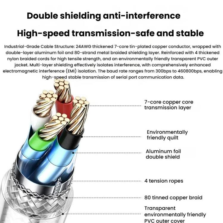 DTECH  DT-5011 USB 2.0 to RS232 Serial Adapter Cable, FT232 & ZT213 Dual-Chip with LED Indicator, 0.5m, 1m, 1.5m, 2m, 3m, 5m