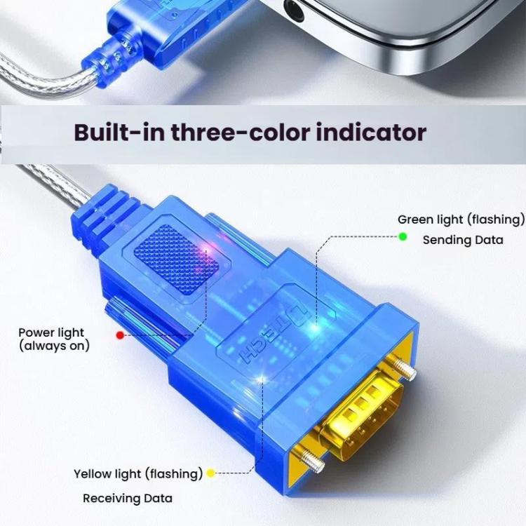 DTECH  DT-5011 USB 2.0 to RS232 Serial Adapter Cable, FT232 & ZT213 Dual-Chip with LED Indicator, 0.5m, 1m, 1.5m, 2m, 3m, 5m
