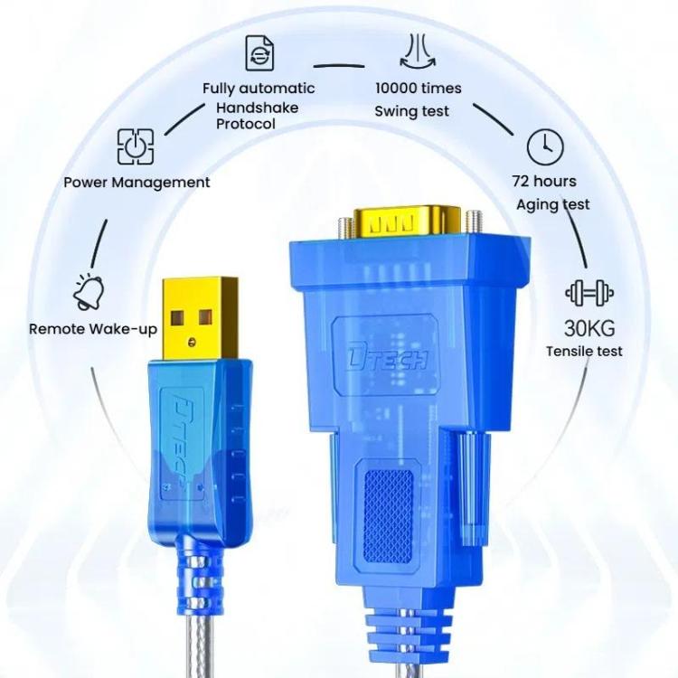DTECH  DT-5011 USB 2.0 to RS232 Serial Adapter Cable, FT232 & ZT213 Dual-Chip with LED Indicator, 0.5m, 1m, 1.5m, 2m, 3m, 5m