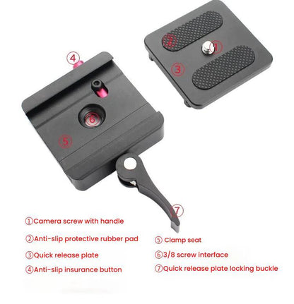 P50 Camera Quick Release Clamp & Plate Kit with 3/8 Inch Thread Thread For Stabilizers, Tripods, Monopods, Sliders