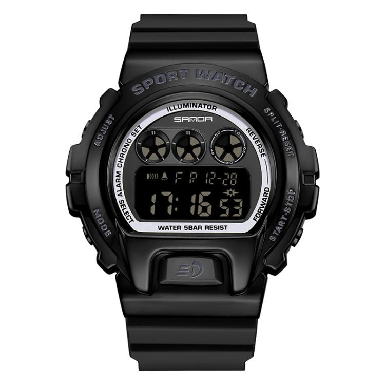 SANDA 2127 Electronic Single Movement Waterproof Sports Watch, Black, Black Silver, Black Blue, Black Gold, Red Black, Colorful Red Blue, Transparent Silver