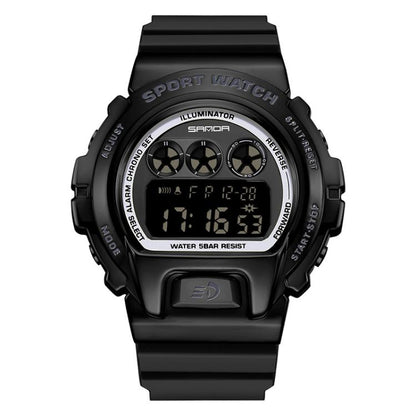 SANDA 2127 Electronic Single Movement Waterproof Sports Watch, Black, Black Silver, Black Blue, Black Gold, Red Black, Colorful Red Blue, Transparent Silver