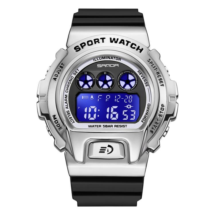 SANDA 2127 Electronic Single Movement Waterproof Sports Watch, Black, Black Silver, Black Blue, Black Gold, Red Black, Colorful Red Blue, Transparent Silver