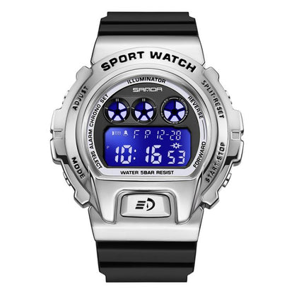 SANDA 2127 Electronic Single Movement Waterproof Sports Watch, Black, Black Silver, Black Blue, Black Gold, Red Black, Colorful Red Blue, Transparent Silver