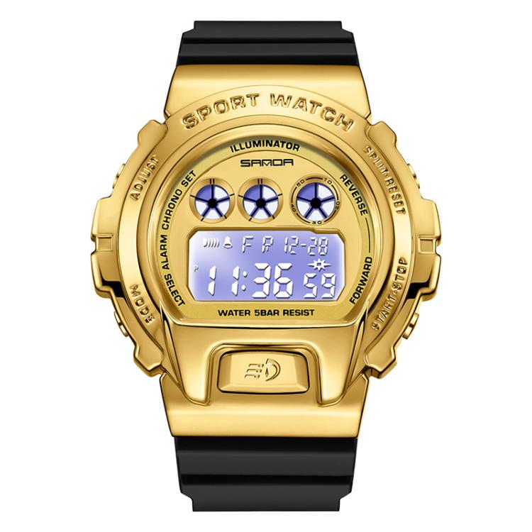 SANDA 2127 Electronic Single Movement Waterproof Sports Watch, Black, Black Silver, Black Blue, Black Gold, Red Black, Colorful Red Blue, Transparent Silver