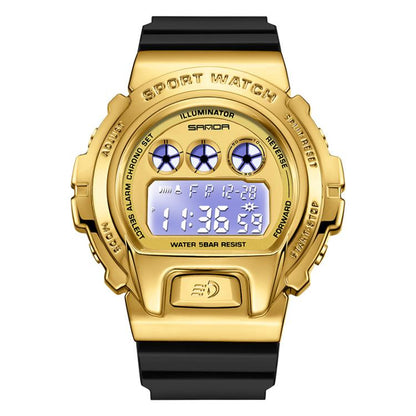 SANDA 2127 Electronic Single Movement Waterproof Sports Watch, Black, Black Silver, Black Blue, Black Gold, Red Black, Colorful Red Blue, Transparent Silver