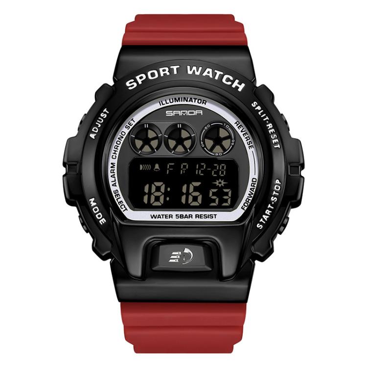 SANDA 2127 Electronic Single Movement Waterproof Sports Watch, Black, Black Silver, Black Blue, Black Gold, Red Black, Colorful Red Blue, Transparent Silver