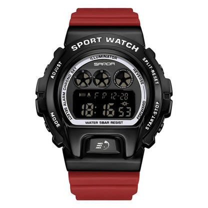 SANDA 2127 Electronic Single Movement Waterproof Sports Watch, Black, Black Silver, Black Blue, Black Gold, Red Black, Colorful Red Blue, Transparent Silver