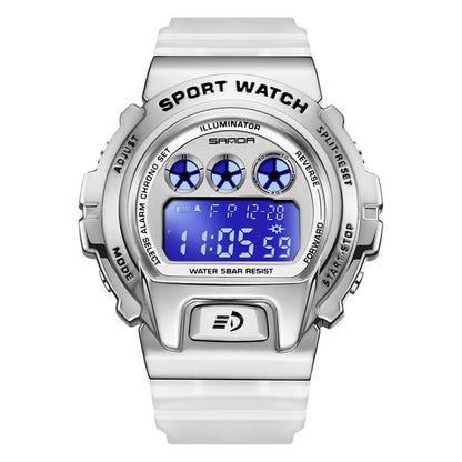SANDA 2127 Electronic Single Movement Waterproof Sports Watch, Black, Black Silver, Black Blue, Black Gold, Red Black, Colorful Red Blue, Transparent Silver