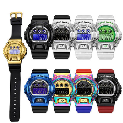SANDA 2127 Electronic Single Movement Waterproof Sports Watch, Black, Black Silver, Black Blue, Black Gold, Red Black, Colorful Red Blue, Transparent Silver