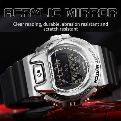 SANDA 2127 Electronic Single Movement Waterproof Sports Watch, Black, Black Silver, Black Blue, Black Gold, Red Black, Colorful Red Blue, Transparent Silver
