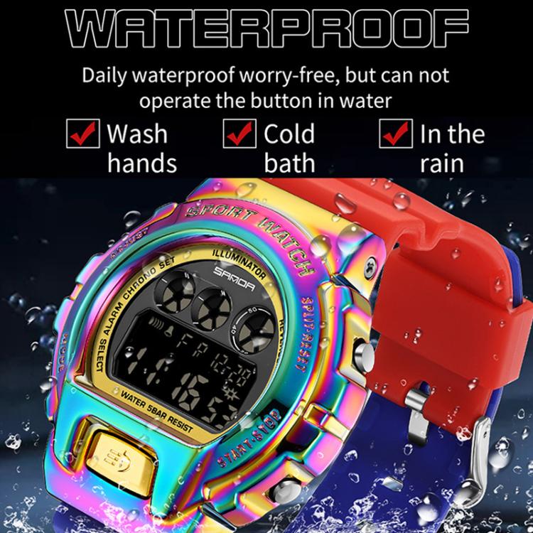 SANDA 2127 Electronic Single Movement Waterproof Sports Watch, Black, Black Silver, Black Blue, Black Gold, Red Black, Colorful Red Blue, Transparent Silver