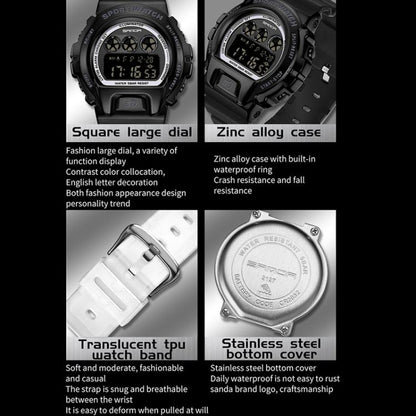 SANDA 2127 Electronic Single Movement Waterproof Sports Watch, Black, Black Silver, Black Blue, Black Gold, Red Black, Colorful Red Blue, Transparent Silver