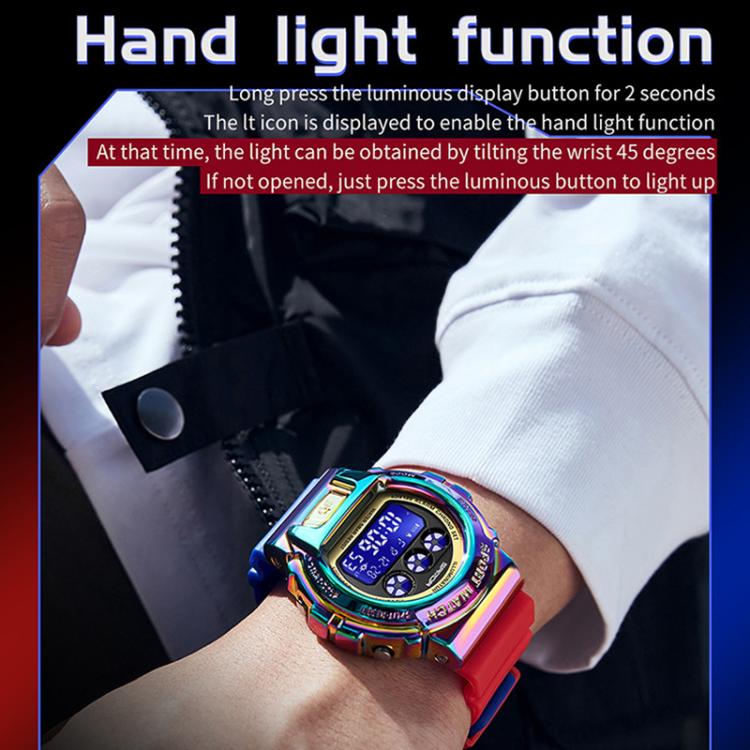 SANDA 2127 Electronic Single Movement Waterproof Sports Watch, Black, Black Silver, Black Blue, Black Gold, Red Black, Colorful Red Blue, Transparent Silver