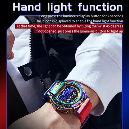 SANDA 2127 Electronic Single Movement Waterproof Sports Watch, Black, Black Silver, Black Blue, Black Gold, Red Black, Colorful Red Blue, Transparent Silver