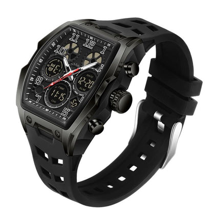 SANDA 6266 Tonneau Curved Mirror Electronic Watch Alarm Clock Chronograph Waterproof Sports Watch, Black, Black Rose Gold, Black Silver, Black Red, Black Orange, Blue Silver, Blue Rose Gold, White