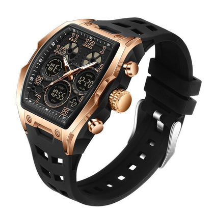 SANDA 6266 Tonneau Curved Mirror Electronic Watch Alarm Clock Chronograph Waterproof Sports Watch, Black, Black Rose Gold, Black Silver, Black Red, Black Orange, Blue Silver, Blue Rose Gold, White