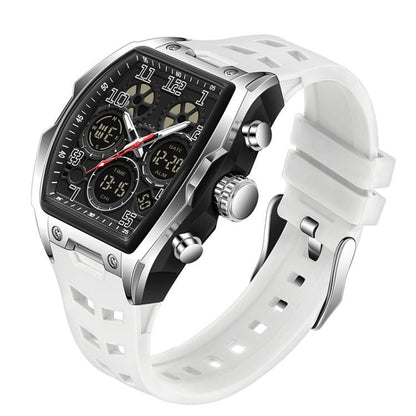 SANDA 6266 Tonneau Curved Mirror Electronic Watch Alarm Clock Chronograph Waterproof Sports Watch, Black, Black Rose Gold, Black Silver, Black Red, Black Orange, Blue Silver, Blue Rose Gold, White