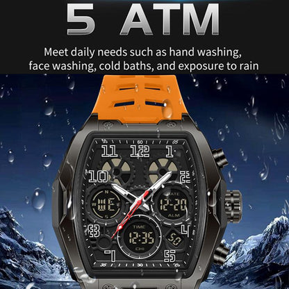 SANDA 6266 Tonneau Curved Mirror Electronic Watch Alarm Clock Chronograph Waterproof Sports Watch, Black, Black Rose Gold, Black Silver, Black Red, Black Orange, Blue Silver, Blue Rose Gold, White