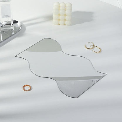Acrylic Mirror Reflective Tray Display Jewelry Photo Props Photography Background Decoration, 27x12cm Crescent, 24x14cm Corrugated, 22x17cm Irregular Shape