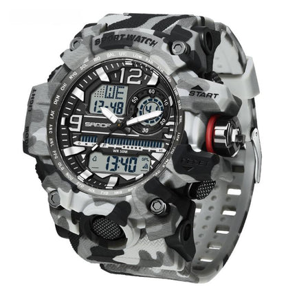 SANDA 3359 Outdoor Sports Watch Waterproof Camouflage Electronic Watch, Black, Black White, Gray Black, Gray White, Green Black, Green White, Yellow Black, Yellow White