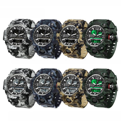 SANDA 3359 Outdoor Sports Watch Waterproof Camouflage Electronic Watch, Black, Black White, Gray Black, Gray White, Green Black, Green White, Yellow Black, Yellow White
