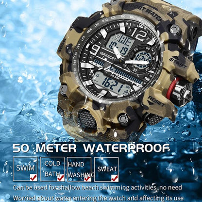 SANDA 3359 Outdoor Sports Watch Waterproof Camouflage Electronic Watch, Black, Black White, Gray Black, Gray White, Green Black, Green White, Yellow Black, Yellow White