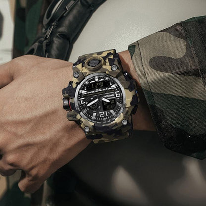 SANDA 3359 Outdoor Sports Watch Waterproof Camouflage Electronic Watch, Black, Black White, Gray Black, Gray White, Green Black, Green White, Yellow Black, Yellow White