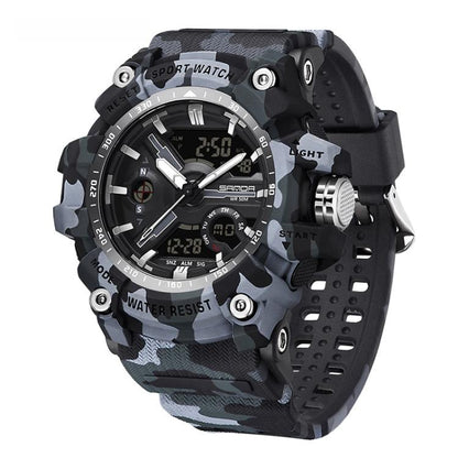 SANDA 3355 Camouflage Multifunction Watch Alarm Clock Waterproof Electronic Watch, Black, Black White, Green Black, Green White, Gray Black, Gray White, Yellow Black, Yellow White