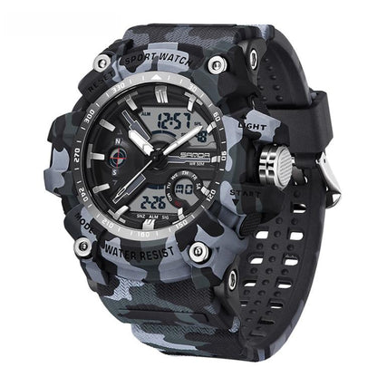 SANDA 3355 Camouflage Multifunction Watch Alarm Clock Waterproof Electronic Watch, Black, Black White, Green Black, Green White, Gray Black, Gray White, Yellow Black, Yellow White