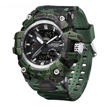 SANDA 3355 Camouflage Multifunction Watch Alarm Clock Waterproof Electronic Watch, Black, Black White, Green Black, Green White, Gray Black, Gray White, Yellow Black, Yellow White