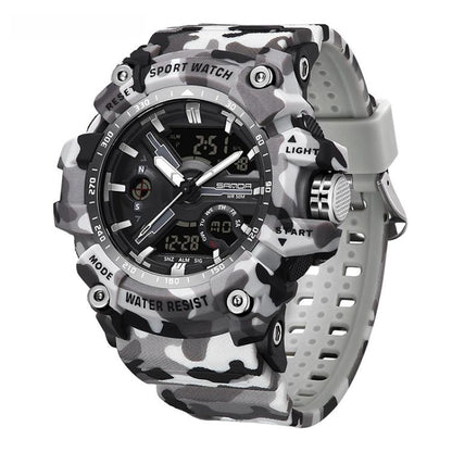 SANDA 3355 Camouflage Multifunction Watch Alarm Clock Waterproof Electronic Watch, Black, Black White, Green Black, Green White, Gray Black, Gray White, Yellow Black, Yellow White