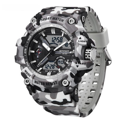 SANDA 3355 Camouflage Multifunction Watch Alarm Clock Waterproof Electronic Watch, Black, Black White, Green Black, Green White, Gray Black, Gray White, Yellow Black, Yellow White