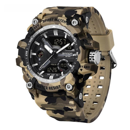 SANDA 3355 Camouflage Multifunction Watch Alarm Clock Waterproof Electronic Watch, Black, Black White, Green Black, Green White, Gray Black, Gray White, Yellow Black, Yellow White