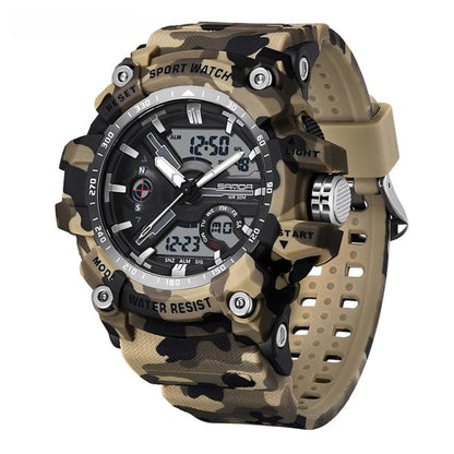 SANDA 3355 Camouflage Multifunction Watch Alarm Clock Waterproof Electronic Watch, Black, Black White, Green Black, Green White, Gray Black, Gray White, Yellow Black, Yellow White
