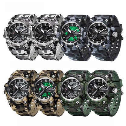 SANDA 3355 Camouflage Multifunction Watch Alarm Clock Waterproof Electronic Watch, Black, Black White, Green Black, Green White, Gray Black, Gray White, Yellow Black, Yellow White